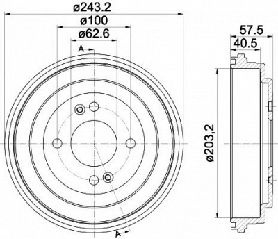HELLA PAGID 8dt355301881 -  Тормозной барабан